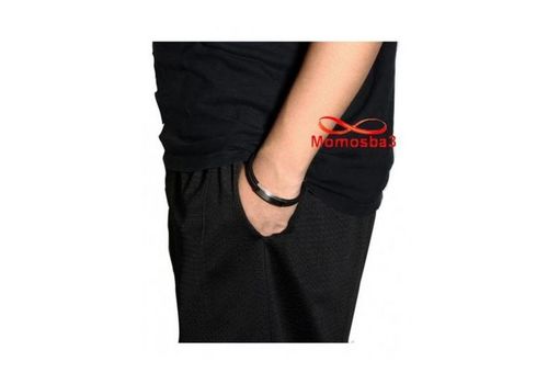 Bracelet En Acier Inoxydable Argenté Et Silicone Noir (Réglable) au meilleur prix au Maroc