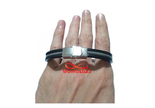Bracelet En Silicone Et Acier Inoxydable - (Réglable) au meilleur prix au Maroc