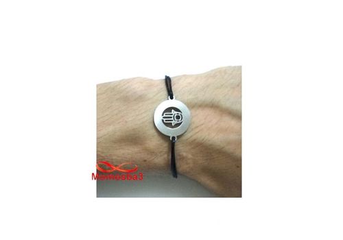 Bracelet Fil Noir Réglable Avec Pendentif Khmissa En Acier Inoxydable Avec Pierres - Unisex au meilleur prix au Maroc