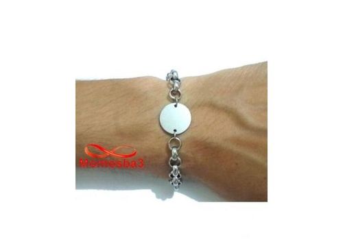 Gourmette En Acier Inoxydable Argenté Avec Piece Unisex Avec Sachet De Bijoux au meilleur prix au Maroc