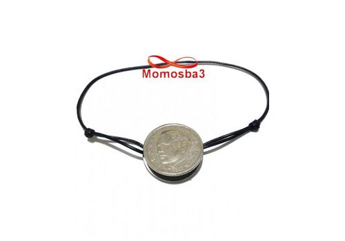 Bracelet Mohammed VI Fil Noir Réglable Avec Pendentif Pièce Taille Moyenne En Acier Inoxydable - Unisex au meilleur prix au Maroc