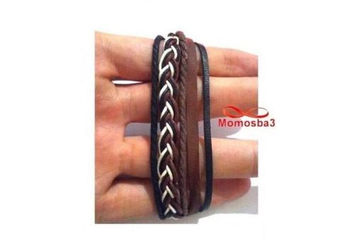 Bracelet Torsadé Cuir Et Fil Réglable Unisex au meilleur prix au Maroc