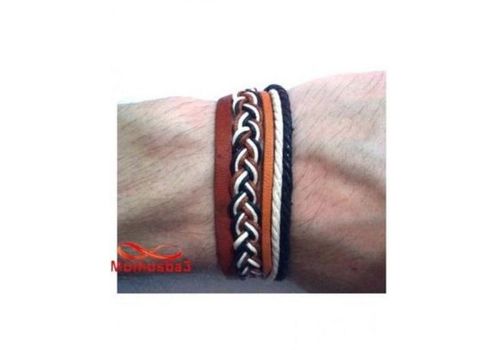 Bracelet Torsadé Cuir Et Fil Réglable - Unisex au meilleur prix au Maroc