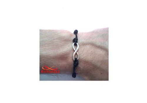 Bracelet Fil Noir Avec Pendentif Infinity Argent Charm Réglable - Unisex au meilleur prix au Maroc