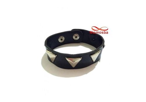 Bracelet Skaï Noir Avec Bouton Réglable Unisex au meilleur prix au Maroc
