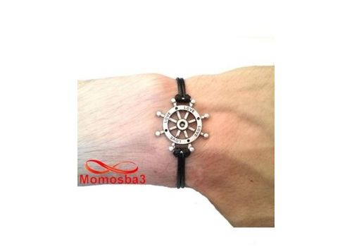 Bracelet Fil Noir Avec Pendentif Marine LOVE Argent Charm Réglable - Unisex au meilleur prix au Maroc