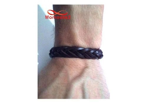 Bracelet Torsadé Cuir MARRON Et Fil Réglable - Unisex au meilleur prix au Maroc
