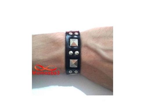 Bracelet Skaï Noir Avec Bouton Unisex Réglable au meilleur prix au Maroc