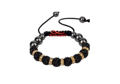 Bracelet Shamballa Crystal Noir BLANC Et DORE - Unisex au meilleur prix au Maroc