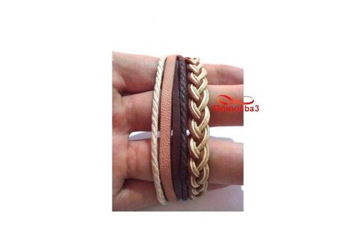 Bracelet Torsadé Cuir Et Fil Réglable au meilleur prix au Maroc