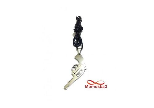 Collier Fil Noir Avec Pendentif Pistolet Revolver Argenté En Acier Inoxydable au meilleur prix au Maroc