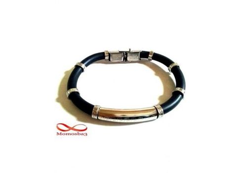 Bracelet En Silicon Noir Et Acier Inoxydable Argenté (Réglable) au meilleur prix au Maroc