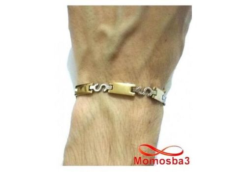 Bracelet En Acier Inoxydable Argenté + DORE Unisex Réglable au meilleur prix au Maroc