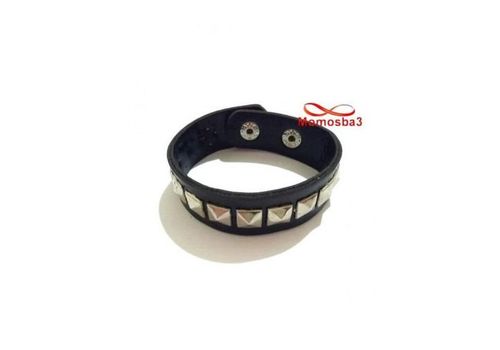 Bracelet Skaï Noir Avec Bouton Unisex - (Réglable) au meilleur prix au Maroc
