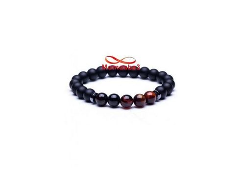 Agate Pierre Naturelle Noir Mat + MARRON - élastique au meilleur prix au Maroc