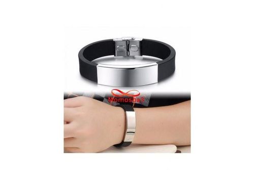 Bracelet Pour Homme Avec Silicon Et Acier Inoxydable Ajustable - Noir/Argenté au meilleur prix au Maroc