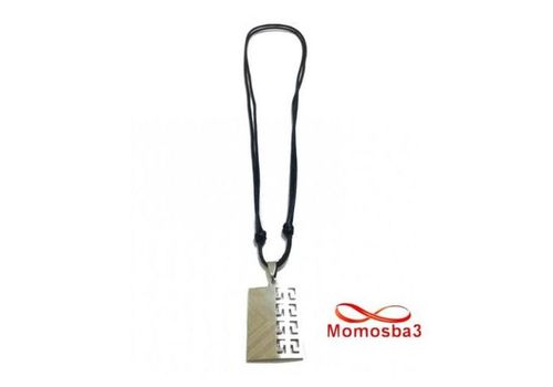 Collier Fil Noir Réglable Avec Pendentif Plaque En Acier Inoxydable Argenté au meilleur prix au Maroc
