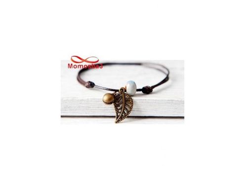 Bracelet Fil MARRON Réglable Avec Pendentif Feuille D'arbre - Unisex au meilleur prix au Maroc