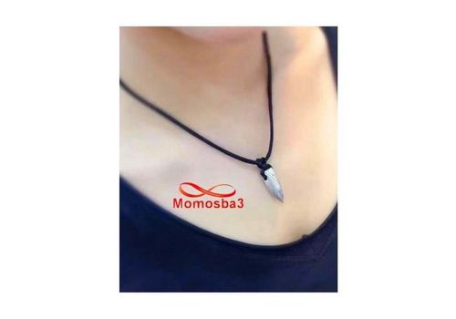 Collier Fil Noir Avec Pendentif Balle En Acier Inoxydable S929 Argenté - Unisex au meilleur prix au Maroc