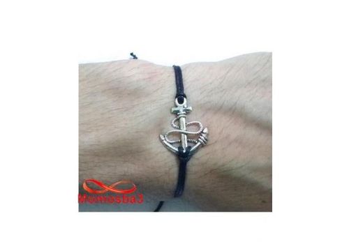 Bracelet Fil Noir Réglable Avec Pendentif Grand Ancre Marine  Argenté Charm au meilleur prix au Maroc