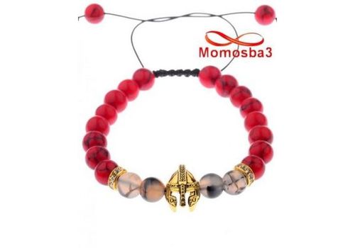 Agate Pierres Naturelle ROUGE BLANC + Pendentif GLADIATOR DORE (Fil Réglable) au meilleur prix au Maroc