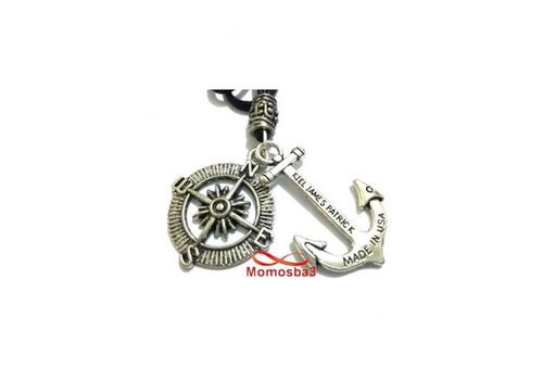 Collier Fil Noir Réglable Avec 2 Pendentif Ancre Marine USA Et Boussole (Unisex) au meilleur prix au Maroc