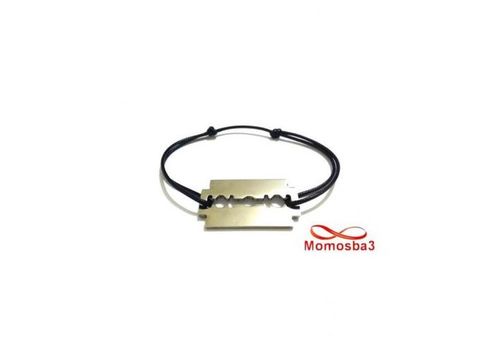 Bracelet Fil Noir Réglable Avec Pendentif Rasoir En Acier Inoxydable - Unisex au meilleur prix au Maroc