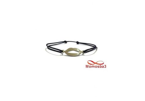 Bracelet Fil Noir Réglable Avec Pendentif Bouche En Acier Inoxydable - Unisex au meilleur prix au Maroc