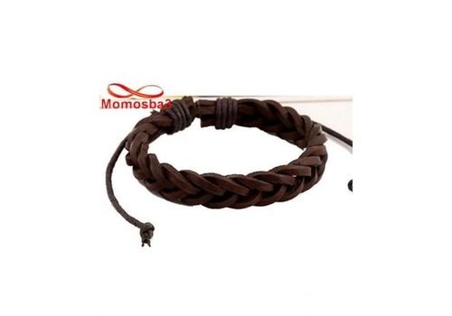 Bracelet Torsadé Cuir MARRON Et Fil Réglable - Unisex au meilleur prix au Maroc
