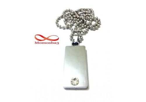 Chaine maille boule + Plaque avec pierre - Acier inoxydable au meilleur prix au Maroc