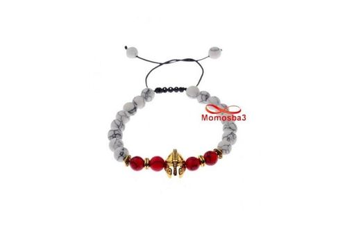 Agate Pierres Naturelle BLANC ROUGE+ Pendentif GLADIATOR DORE (Fil Réglable) au meilleur prix au Maroc