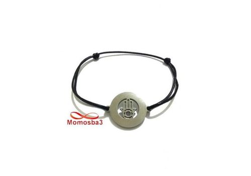 Bracelet Fil Noir Avec Pendentif Khmissa En Acier Inoxydable Avec Pierres au meilleur prix au Maroc