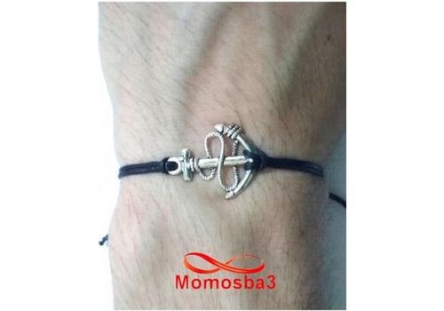 Bracelet Fil Noir Réglable Avec Pendentif Grand Ancre Marine  Argenté Charm au meilleur prix au Maroc