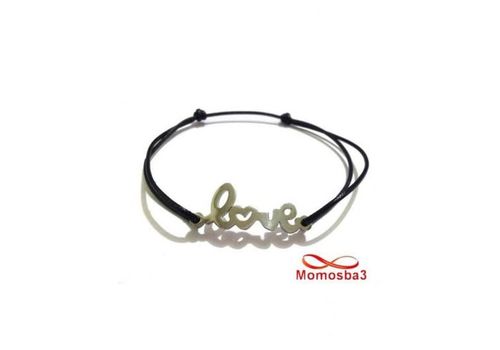 Bracelet Fil Noir Réglable Avec Pendentif LOVE En Acier Inoxydable - Unisex au meilleur prix au Maroc