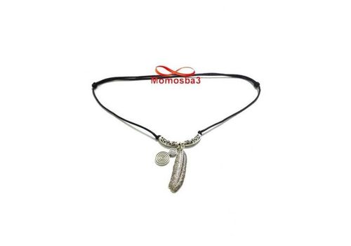 Collier Fil Noir Réglable Avec 2 Pendentifs - Unisex au meilleur prix au Maroc