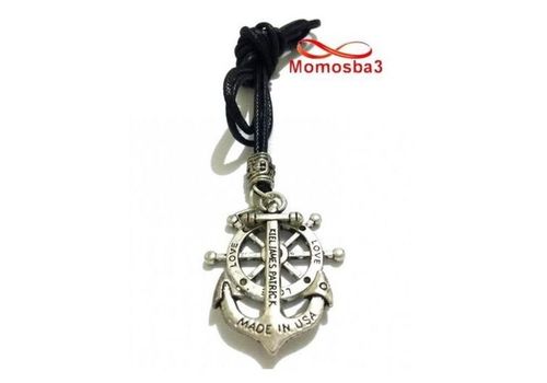 Collier Fil Noir Avec 2 Pendentif Ancre Marine USA Et Direction Du Navire LOVE au meilleur prix au Maroc