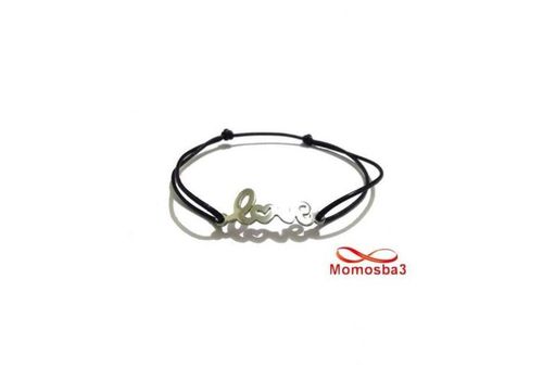Bracelet Fil Noir Réglable Avec Pendentif LOVE En Acier Inoxydable - Unisex au meilleur prix au Maroc