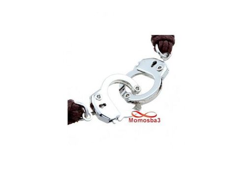 Bracelet Fils MARRON Réglable Avec Pendentif Menotte Argenté Unisex au meilleur prix au Maroc