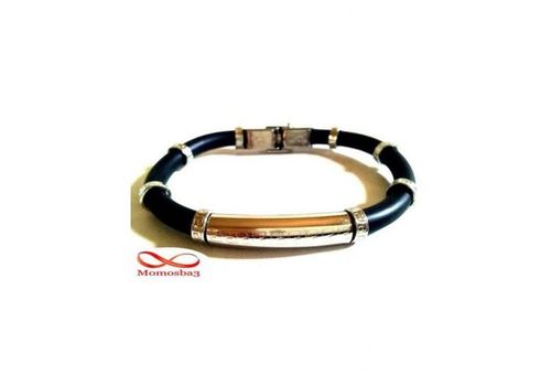 Bracelet En Silicon Noir Et Acier Inoxydable Argenté (Réglable) au meilleur prix au Maroc