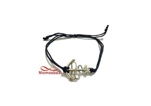 Bracelet Fil Noir Réglable Avec Pendentif Grand Ancre Marine  Argenté Charm au meilleur prix au Maroc