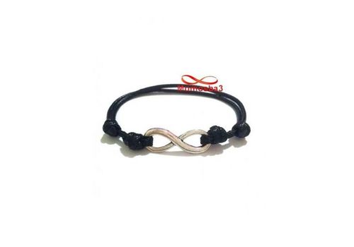 Bracelet Fil Noir Avec Pendentif Infinity Argent Charm Réglable - Unisex au meilleur prix au Maroc