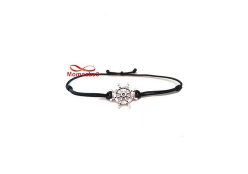 Bracelet Fil Noir Avec Pendentif Marine LOVE Argent Charm Réglable - Unisex au meilleur prix au Maroc