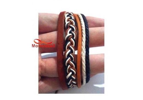 Bracelet Torsadé Cuir Et Fil Réglable - Unisex au meilleur prix au Maroc