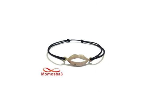 Bracelet Fil Noir Réglable Avec Pendentif Bouche En Acier Inoxydable - Unisex au meilleur prix au Maroc