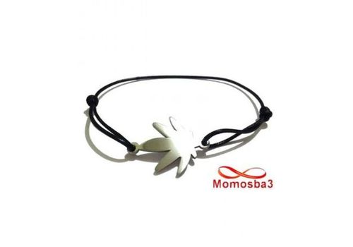 Bracelet Fil Noir Réglable Avec Pendentif Marijuana En Acier Inoxydable - Unisex au meilleur prix au Maroc
