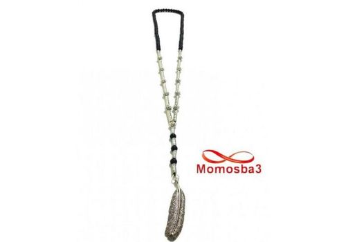 Collier Verre et Fil Artisanat Avec Pendentif Plume - Unisex au meilleur prix au Maroc