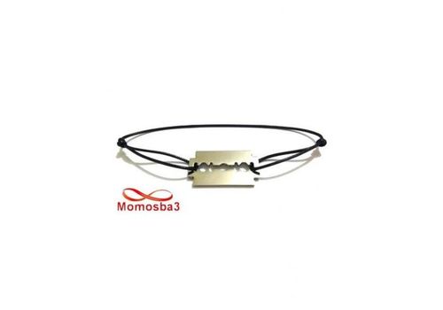 Bracelet Fil Noir Réglable Avec Pendentif Rasoir En Acier Inoxydable - Unisex au meilleur prix au Maroc