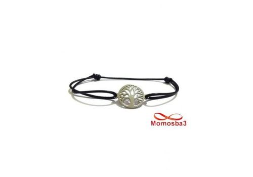 Bracelet Fil Noir Réglable Avec Pendentif Arbre De Vie En Acier Inoxydable au meilleur prix au Maroc