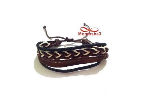 Bracelet Torsadé Cuir Et Fil Réglable Unisex au meilleur prix au Maroc