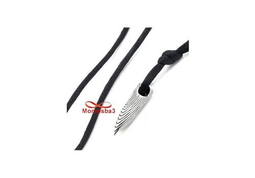 Collier Fil Noir Avec Pendentif Balle En Acier Inoxydable S929 Argenté - Unisex au meilleur prix au Maroc